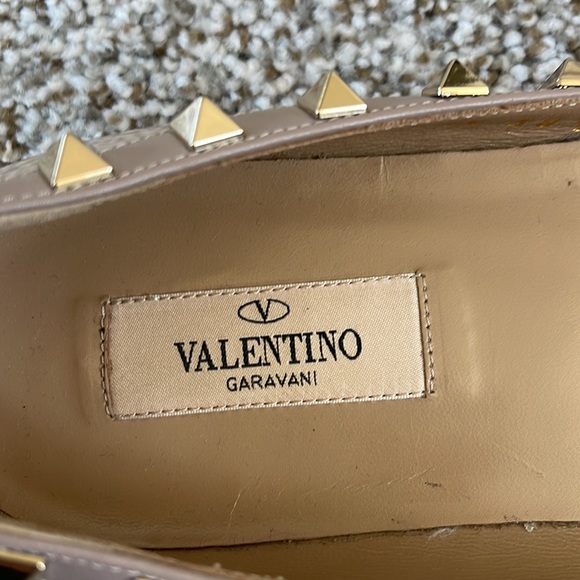 VALETINO Patent Rockstud Ballet Flat, Size 38.5, Poudre with Platinum studs - Picture 3 of 6
